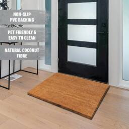 BARGAINS-GALORE Non Slip Outdoor Coco Door Mat Rubber Mats Coir Outdoor Home Welcome in Brown - thumbnail 4