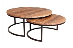 IH Design Arabella Set of 2 Coffee Tables Railway Sleeper Wood in Brown - thumbnail 2