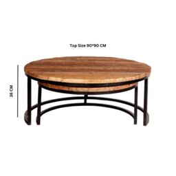IH Design Arabella Set of 2 Coffee Tables Railway Sleeper Wood in Brown - thumbnail 3