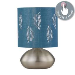 First Choice Lighting Set of 2 Jenson - Brushed Chrome Touch Table Lamps Teal Fern Shade in Silver - thumbnail 6