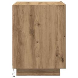 Berkfield Home Bedside Cabinet with LED Lights Artisan Oak 45x40x55 cm in Brown - Size: 45 x 40 x 55 cm - thumbnail 7