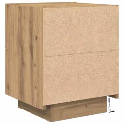 Berkfield Home Bedside Cabinet with LED Lights Artisan Oak 45x40x55 cm in Brown - Size: 45 x 40 x 55 cm - thumbnail 8