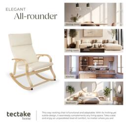 tectake Rocking Chair Roca - Armrests, Comfortable Padding, Floor Protectors in Beige - thumbnail 7