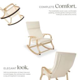 tectake Rocking Chair Roca - Armrests, Comfortable Padding, Floor Protectors in Beige - thumbnail 3