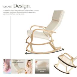 tectake Rocking Chair Roca - Armrests, Comfortable Padding, Floor Protectors in Beige - thumbnail 4
