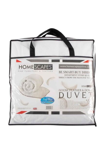 Homescapes Kids 4.5 Tog Goose Feather & Down Duvet in White - Size: Cot Bed - image 1