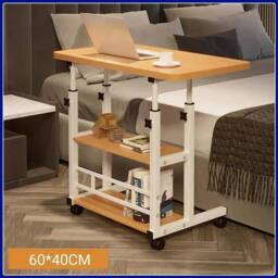 FLAVORA Wood color Height Adjustable Mobile Overbed Laptop Desk in Natural - Size: 0.6m2 - thumbnail 3
