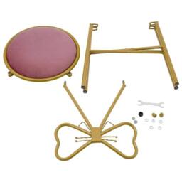 FLAVORA Butterfly Bow Tie Makeup Chair Romantic Upholstered Stool in Gold - Size: 0.6m2 - thumbnail 3