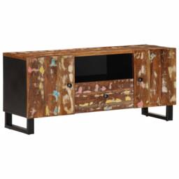 Berkfield Home TV Cabinet 105x33.5x46 cm Solid Wood Reclaimed&Engineered Wood in Brown - thumbnail 2