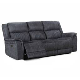 Furnishings For Less UK Cassandra 3 Seater Electric Recliner Sofa Grey Fabric USB - thumbnail 2