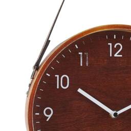 Wyld and Coco Heritage Home Wall Clock - Brown MDF Faux Leather Hanger 26 cm - thumbnail 5