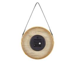 Wyld and Coco Heritage Home Wall Clock - Brown MDF Faux Leather Hanger 26 cm - thumbnail 3