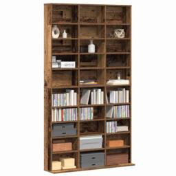 Berkfield Home CD Cabinet - Old Wood - 101x23x177.5 cm - Engineered Wood in Brown - thumbnail 3