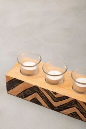 Orsina Bantu Tribal Wooden Tealight Holder in Natural - thumbnail 3