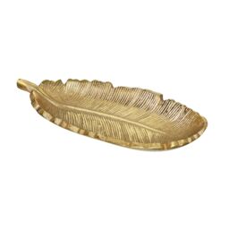 Melody Maison Gold Metal Feather Trinket Dish in Metallic Gold