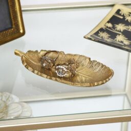 Melody Maison Gold Metal Feather Trinket Dish in Metallic Gold - thumbnail 4