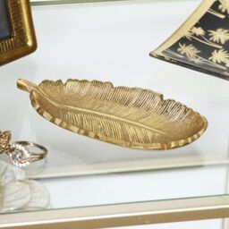 Melody Maison Gold Metal Feather Trinket Dish in Metallic Gold - thumbnail 6