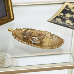 Melody Maison Gold Metal Feather Trinket Dish in Metallic Gold - thumbnail 2
