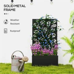 SPETLEK Metal Raised Garden Bed with Trellis, Outdoor Elevated Planter Box in Black - Size: 1.25kg - thumbnail 3