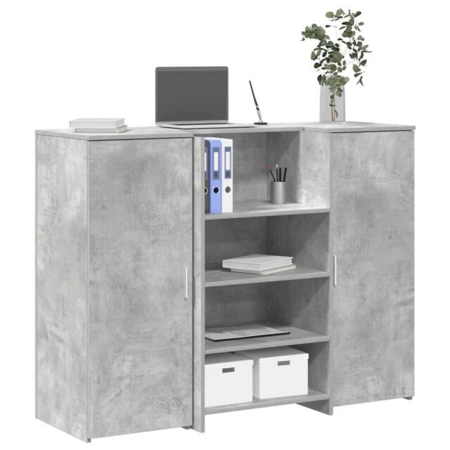 Berkfield Home Reception Desk Concrete Grey 135x50x103.5 cm Engineered Wood - image 1