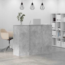 Berkfield Home Reception Desk Concrete Grey 135x50x103.5 cm Engineered Wood - thumbnail 4