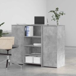 Berkfield Home Reception Desk Concrete Grey 135x50x103.5 cm Engineered Wood - thumbnail 3