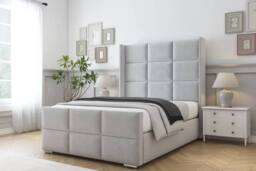 "Sloomy Beaumont Plush Bed Frame With 50"" Upholstered Wingback Headboard in Silver - Size: Small Single" - thumbnail 2