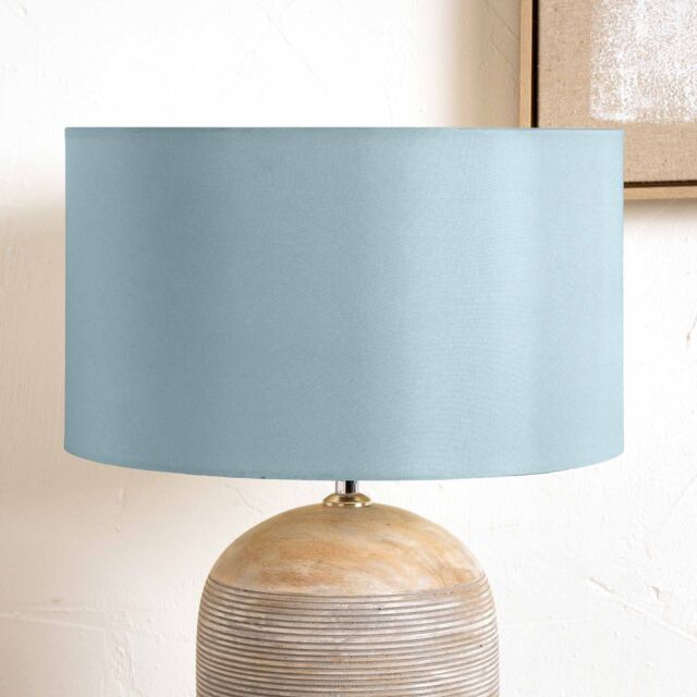 Ruma Duck Egg Silk Lined Cylinder Lamp Shade for Table Lamps in Blue - Size: 16 inches - image 1