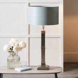 Ruma Duck Egg Silk Lined Cylinder Lamp Shade for Table Lamps in Blue - Size: 16 inches - thumbnail 4