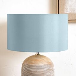 Ruma Duck Egg Silk Lined Cylinder Lamp Shade for Table Lamps in Blue - Size: 16 inches