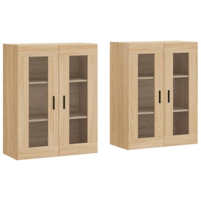 Berkfield Home Wall Mounted Cabinets 2 pcs Sonoma Oak Engineered Wood in Light Brown - image 1