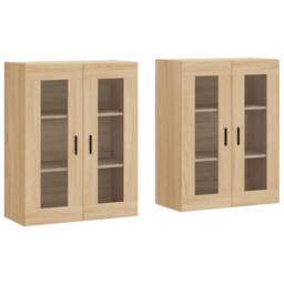 Berkfield Home Wall Mounted Cabinets 2 pcs Sonoma Oak Engineered Wood in Light Brown - thumbnail 1