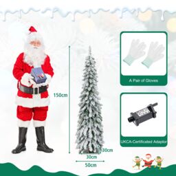 Gymax 5FT Pre-lit Christmas Tree Snow-flocked Xmas Tree 334 Tips & 11 Lighting Modes in Green - thumbnail 6