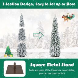 Gymax 5FT Pre-lit Christmas Tree Snow-flocked Xmas Tree 334 Tips & 11 Lighting Modes in Green - thumbnail 5