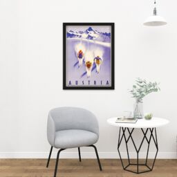 "Artery8 Wall Art Print Austria Alps Ski Snow Winter Travel Large Framed Wall Décor Art in White - Size: W18"" x H24""" - thumbnail 2