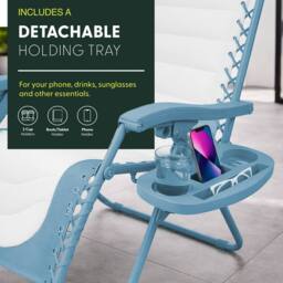 Keplin Set of 2 XXL Premium Heavy Duty Padded Zero Gravity Chairs in Blue - thumbnail 6