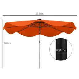 OUTSUNNY Garden Parasol Umbrella with LED Lights & Tilt, Table Umbrella in Orange - thumbnail 3