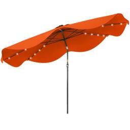 OUTSUNNY Garden Parasol Umbrella with LED Lights & Tilt, Table Umbrella in Orange - thumbnail 2
