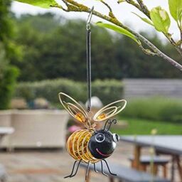 Marco Paul Pack of 3 Metal Yellow Bee Solar Powered Garden Ornament - thumbnail 3