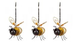 Marco Paul Pack of 3 Metal Yellow Bee Solar Powered Garden Ornament - thumbnail 2