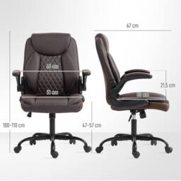 STILVORA Office Chair with Flip-Up Armrests - Brown - thumbnail 3