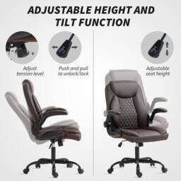 STILVORA Office Chair with Flip-Up Armrests - Brown - thumbnail 8
