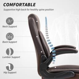 STILVORA Office Chair with Flip-Up Armrests - Brown - thumbnail 6