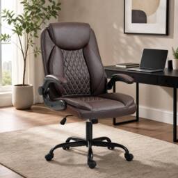 STILVORA Office Chair with Flip-Up Armrests - Brown