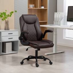 STILVORA Office Chair with Flip-Up Armrests - Brown - thumbnail 2