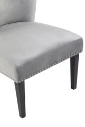 Orsina Velvet Dining Chair, Dining Room Accent Chair, Velvet Upholstered Wing Chair with Wooden Legs in Silver - thumbnail 5