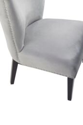 Orsina Velvet Dining Chair, Dining Room Accent Chair, Velvet Upholstered Wing Chair with Wooden Legs in Silver - thumbnail 6