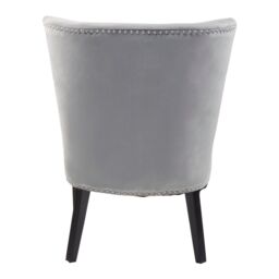 Orsina Velvet Dining Chair, Dining Room Accent Chair, Velvet Upholstered Wing Chair with Wooden Legs in Silver - thumbnail 2