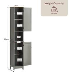 KORVIXA Grey & Oak Bathroom Cabinet Storage Unit 2 Doors - Size: W600mm x H750mm - thumbnail 2