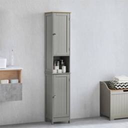 KORVIXA Grey & Oak Bathroom Cabinet Storage Unit 2 Doors - Size: W600mm x H750mm - thumbnail 1